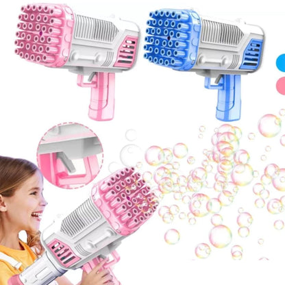 Bazuka Maquina Lança bolhas de sabão 50 ml colorido azul rosa brinquedo infantil lançador de bolha