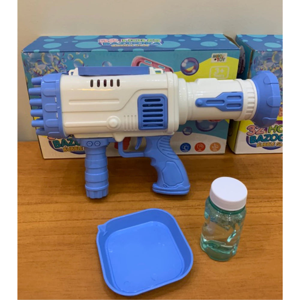Bazuka Maquina Lança bolhas de sabão 50 ml colorido azul rosa brinquedo infantil lançador de bolha