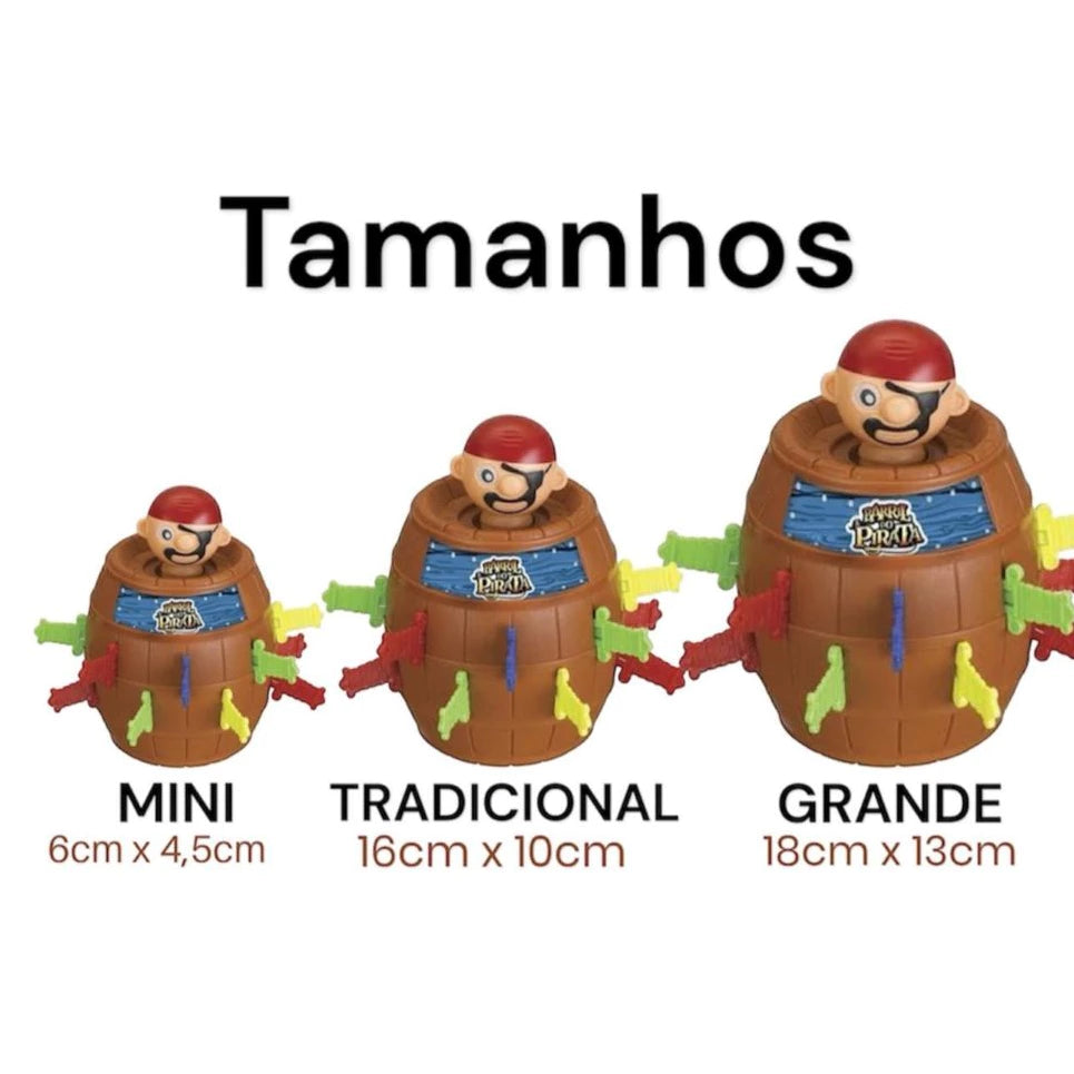 BRINQUEDO INFANTIL BARRIL PIRATA ORIGINAL GRANDE JOGO INTERATIVO DE MESA TABULEIRO EDUCATIVO KIT PARA CRIANÇA