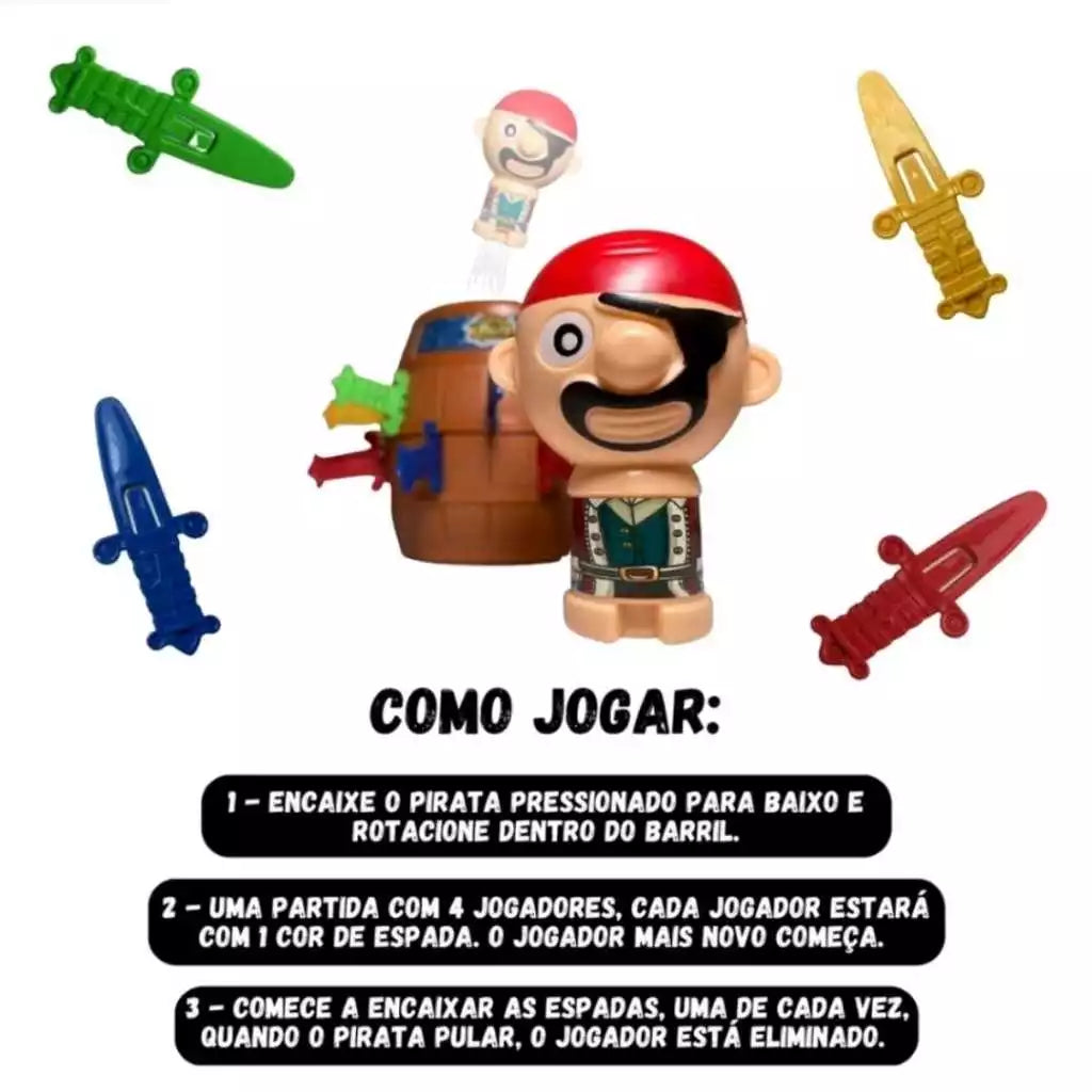 BRINQUEDO INFANTIL BARRIL PIRATA ORIGINAL GRANDE JOGO INTERATIVO DE MESA TABULEIRO EDUCATIVO KIT PARA CRIANÇA