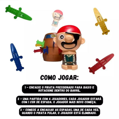 BRINQUEDO INFANTIL BARRIL PIRATA ORIGINAL GRANDE JOGO INTERATIVO DE MESA TABULEIRO EDUCATIVO KIT PARA CRIANÇA